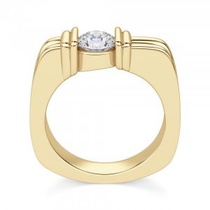 Современное кольцо с бриллиантом в жёлтом золоте - Фото 1