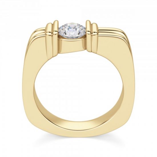 Современное кольцо с бриллиантом в жёлтом золоте,  Больше Изображение 2