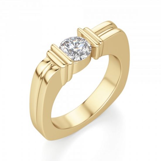 Современное кольцо с бриллиантом в жёлтом золоте,  Больше Изображение 3
