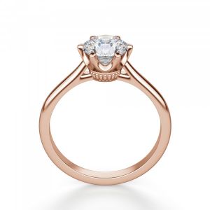 Кольцо солитер с бриллиантом из розового золота - Фото 1