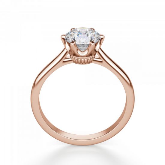 Кольцо солитер с бриллиантом из розового золота,  Больше Изображение 2