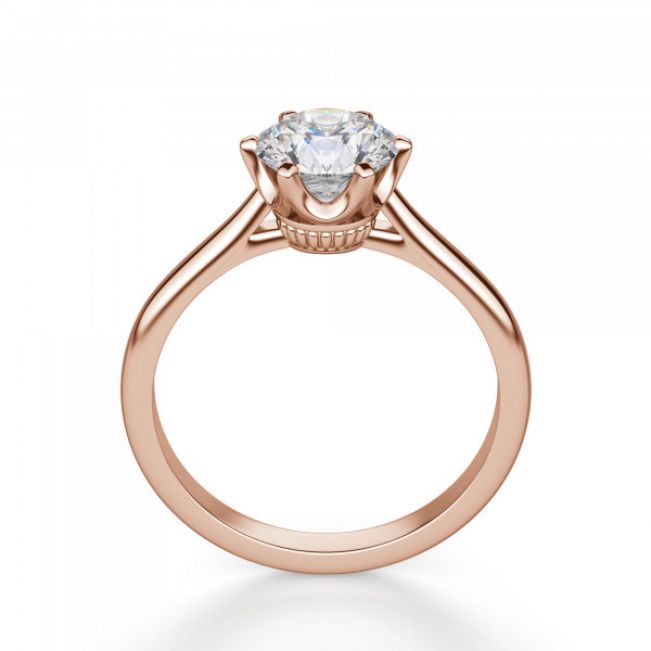 Кольцо солитер с бриллиантом из розового золота - Фото 1