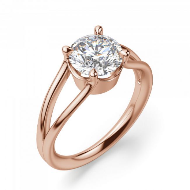 Кольцо двойное в розовом золоте с 1 бриллиантом - Фото 2