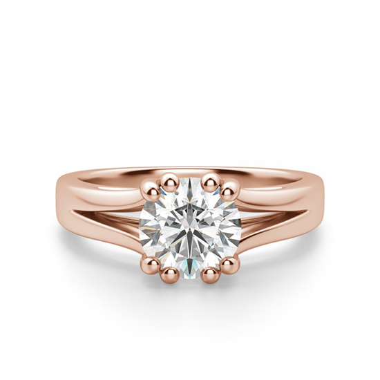 Кольцо двойное из розового золота с бриллиантом, Изображение 1