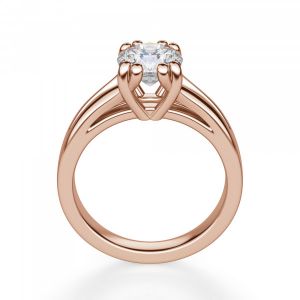 Кольцо двойное из розового золота с бриллиантом - Фото 2