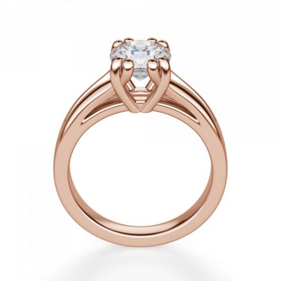 Кольцо двойное из розового золота с бриллиантом,  Больше Изображение 3