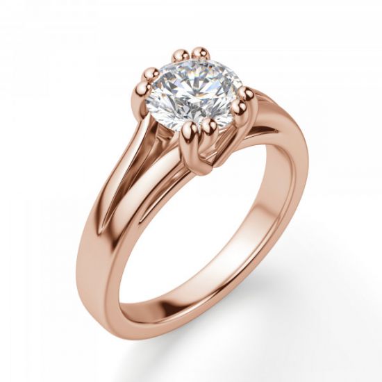 Кольцо двойное из розового золота с бриллиантом,  Больше Изображение 2