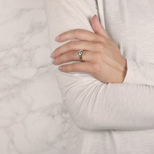 Кольцо двойное из розового золота с бриллиантом - Фото 5