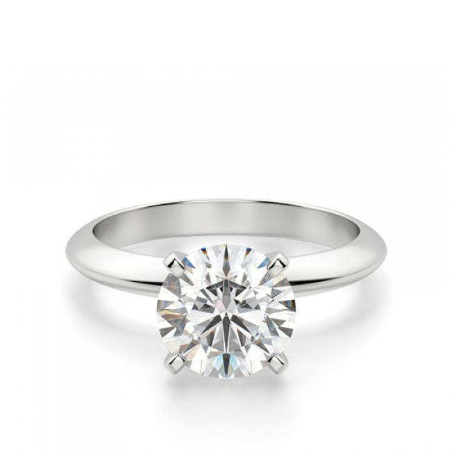 Классическое кольцо с круглым бриллиантом