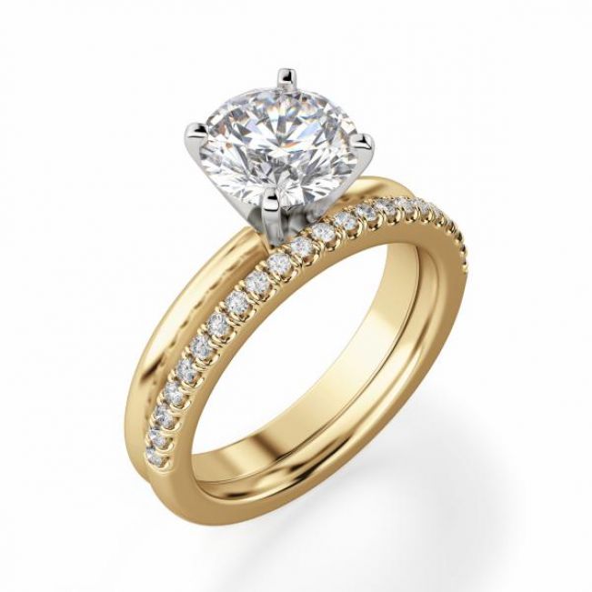 Классическое кольцо с бриллиантом из жёлтого золота - Фото 3