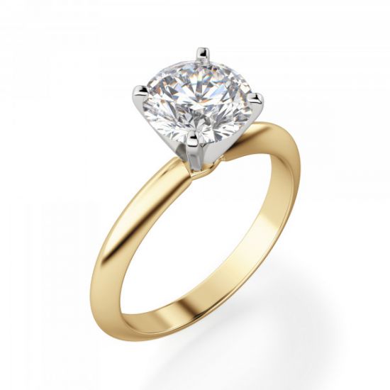 Классическое кольцо с бриллиантом из жёлтого золота,  Больше Изображение 3