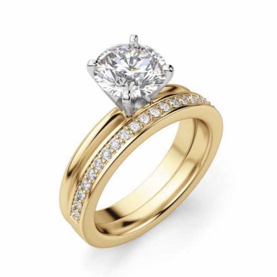 Классическое кольцо с бриллиантом из жёлтого золота,  Больше Изображение 5