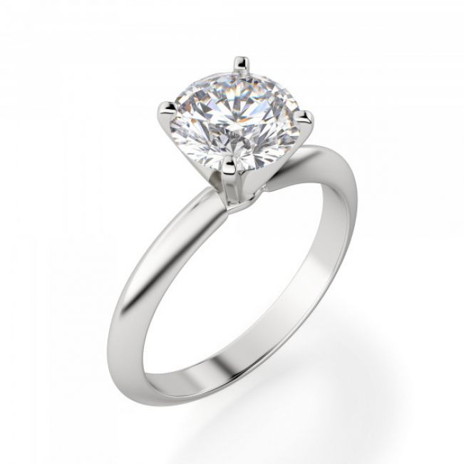 Классическое кольцо с круглым бриллиантом - Фото 2