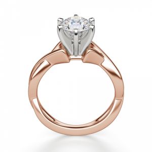 Кольцо перекрученное из розового золота с бриллиантом - Фото 1