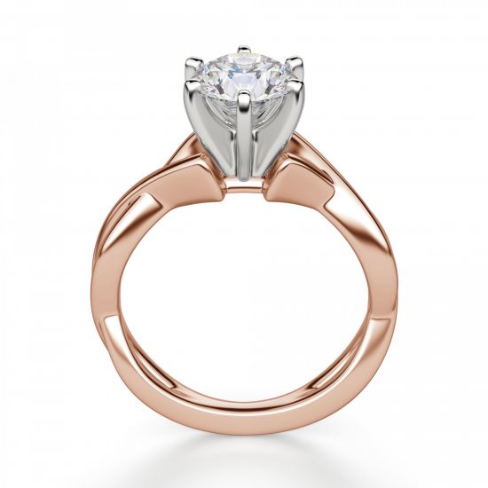 Кольцо перекрученное из розового золота с бриллиантом,  Больше Изображение 2
