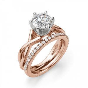 Кольцо перекрученное из розового золота с бриллиантом - Фото 3