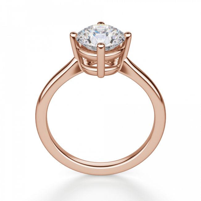 Кольцо из розового золота с бриллиантом в 4 лапках - Фото 1