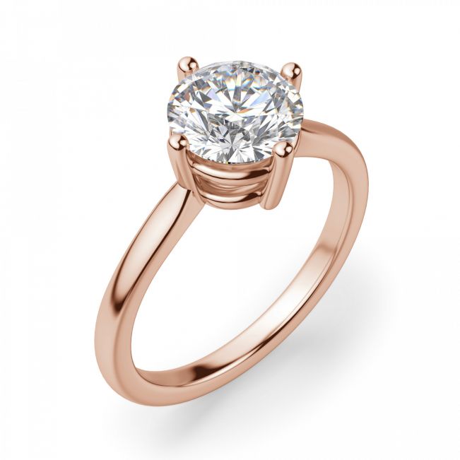 Кольцо из розового золота с бриллиантом в 4 лапках - Фото 2