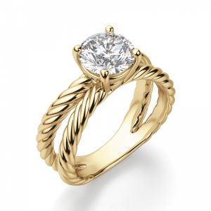 Переплетеное кольцо из желтого золота с бриллиантом - Фото 2