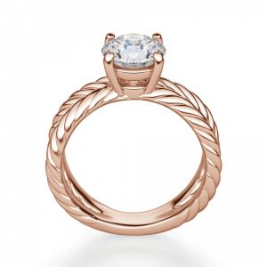 Переплетеное кольцо из розового золота с бриллиантом - Фото 1