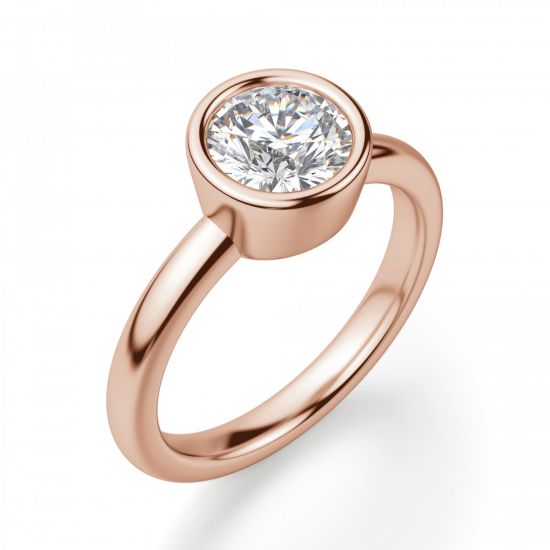 Кольцо с бриллиантом в розовом золоте,  Больше Изображение 3
