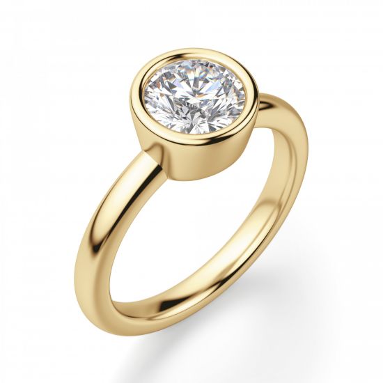 Кольцо с бриллиантом в желтом золоте,  Больше Изображение 3