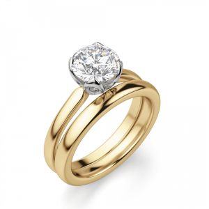 Кольцо с 1 бриллиантом в лепестках из золота - Фото 3