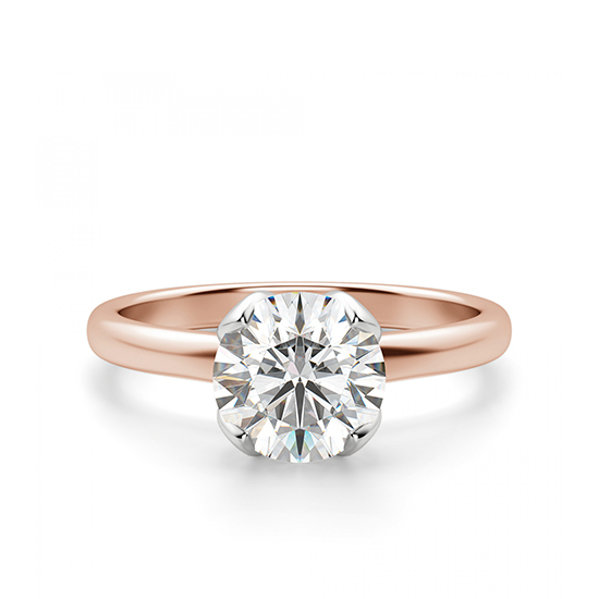 Кольцо с бриллиантом в лепестках из розовое золота, Больше Изображение 1