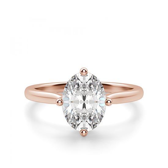 Кольцо из розового золота с овальным бриллиантом, Больше Изображение 1