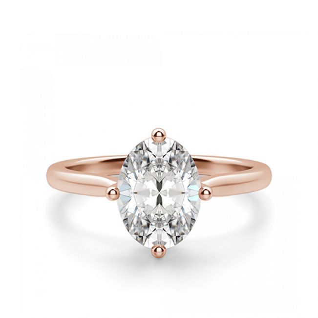 Кольцо из розового золота с овальным бриллиантом