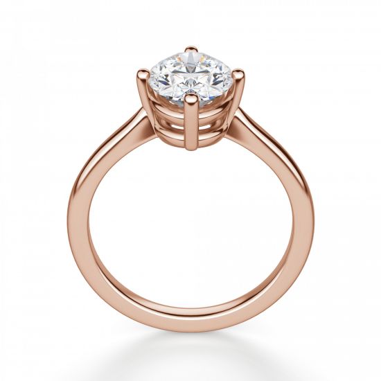 Кольцо из розового золота с овальным бриллиантом,  Больше Изображение 2