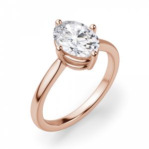 Кольцо из розового золота с овальным бриллиантом - Фото 2