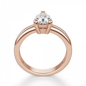 Кольцо двойное с бриллиантом Груша 1 кт из розового золота - Фото 1
