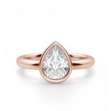 Кольцо с бриллиантом Груша в розовом золоте