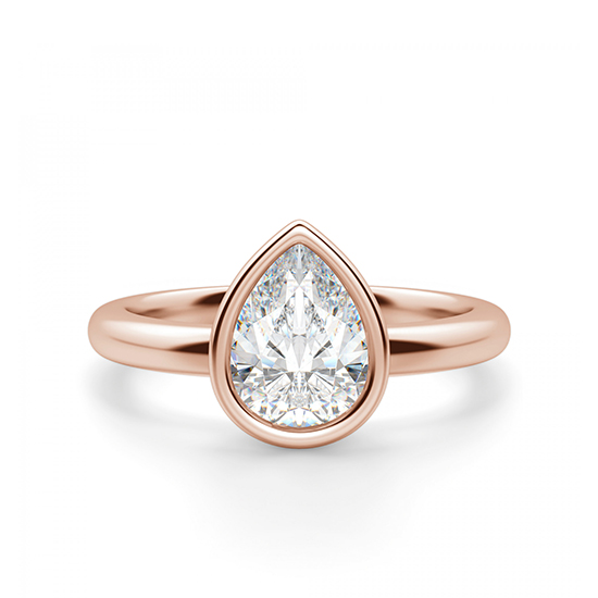 Кольцо с бриллиантом Груша в розовом золоте, Больше Изображение 1