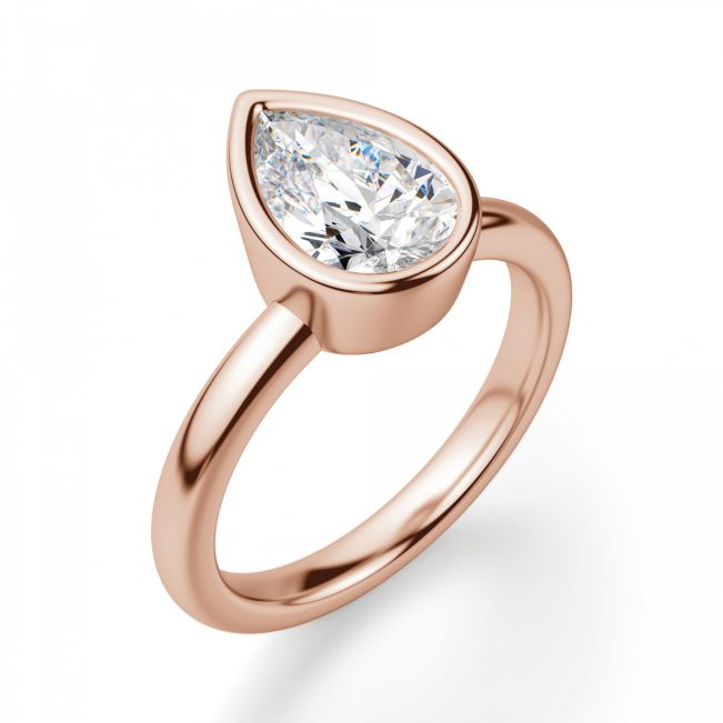 Кольцо с бриллиантом Груша в розовом золоте - Фото 1