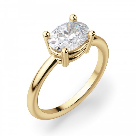 Кольцо с перевернутым овальным бриллиантом,  Больше Изображение 3