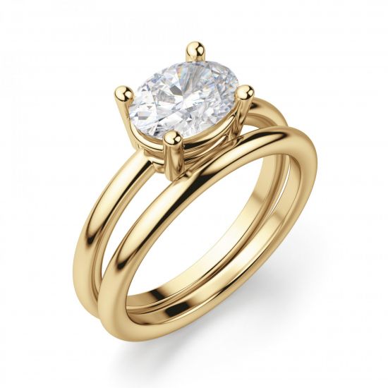 Кольцо с перевернутым овальным бриллиантом,  Больше Изображение 4