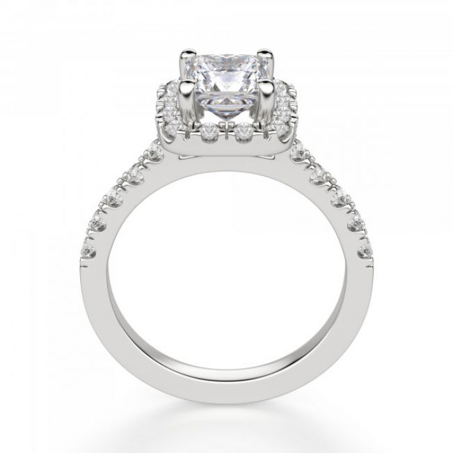 Кольцо с бриллиантом Принцесса в ореоле - Фото 1