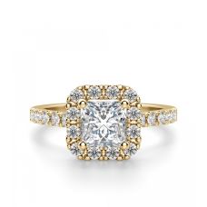 Золотое кольцо с бриллиантом Принцесса в ореоле