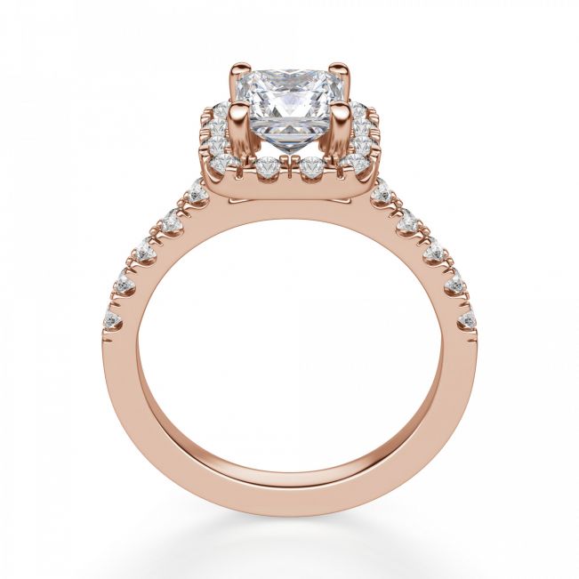Кольцо с бриллиантом Принцесса стиль хало - Фото 1