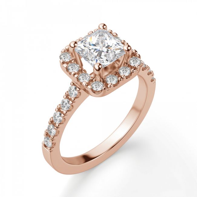 Кольцо с бриллиантом Принцесса стиль хало - Фото 2