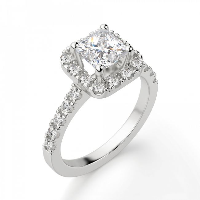 Кольцо с бриллиантом Принцесса в ореоле - Фото 3