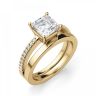 Золотое кольцо с бриллиантом Принцесса и дорожкой, Изображение 5