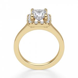 Кольцо с бриллиантом огранки принцесса в ореоле - Фото 3