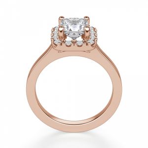 Кольцо из розового золота с бриллиантом Принцесса в ореоле - Фото 2