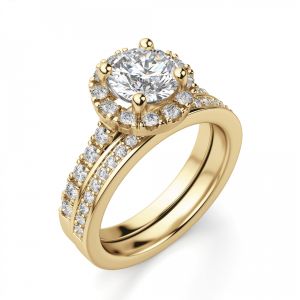 Кольцо из желтого золота с бриллиантом 1 карат в ореоле - Фото 3