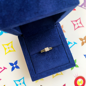 Кольцо золотое двойное с бриллиантом Принцесса - Фото 4