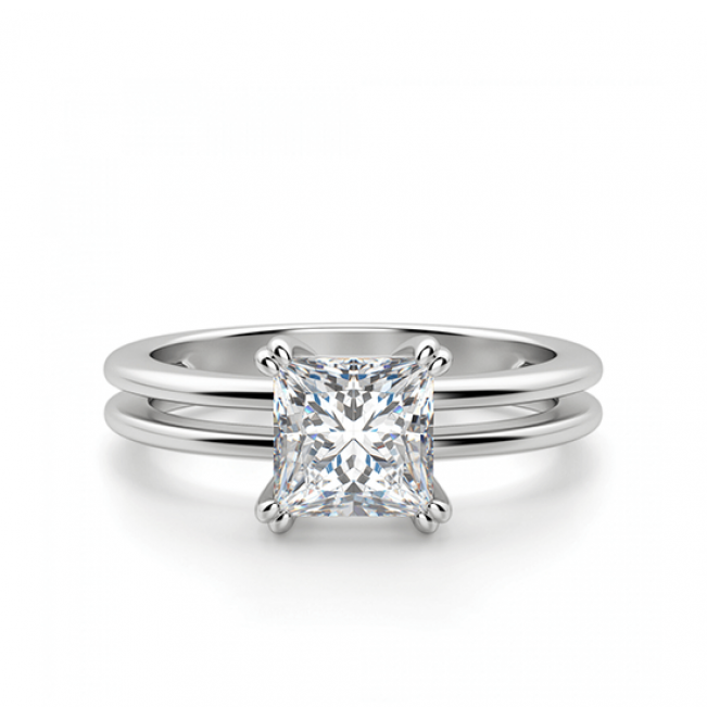 Двойное кольцо с бриллиантом Принцесса