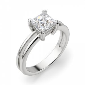 Двойное кольцо с бриллиантом Принцесса - Фото 2